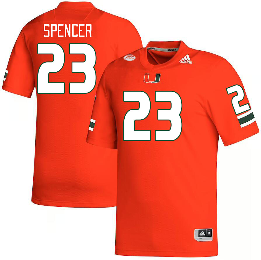 Men #23 Kaleb Spencer Miami Hurricanes College Football Jerseys Stitched-Orange